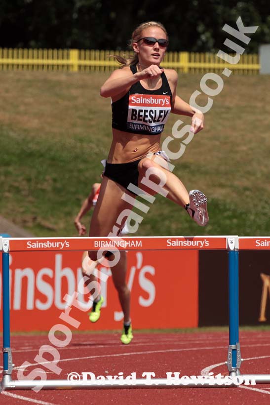 Megan Beesley in the 400 metres hurdles at the Sainsbury's British Championships, Birmingham.